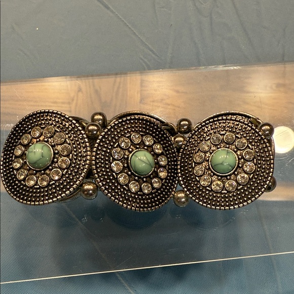 Artisan Silver and Turquoise Bracelet - Picture 3 of 4